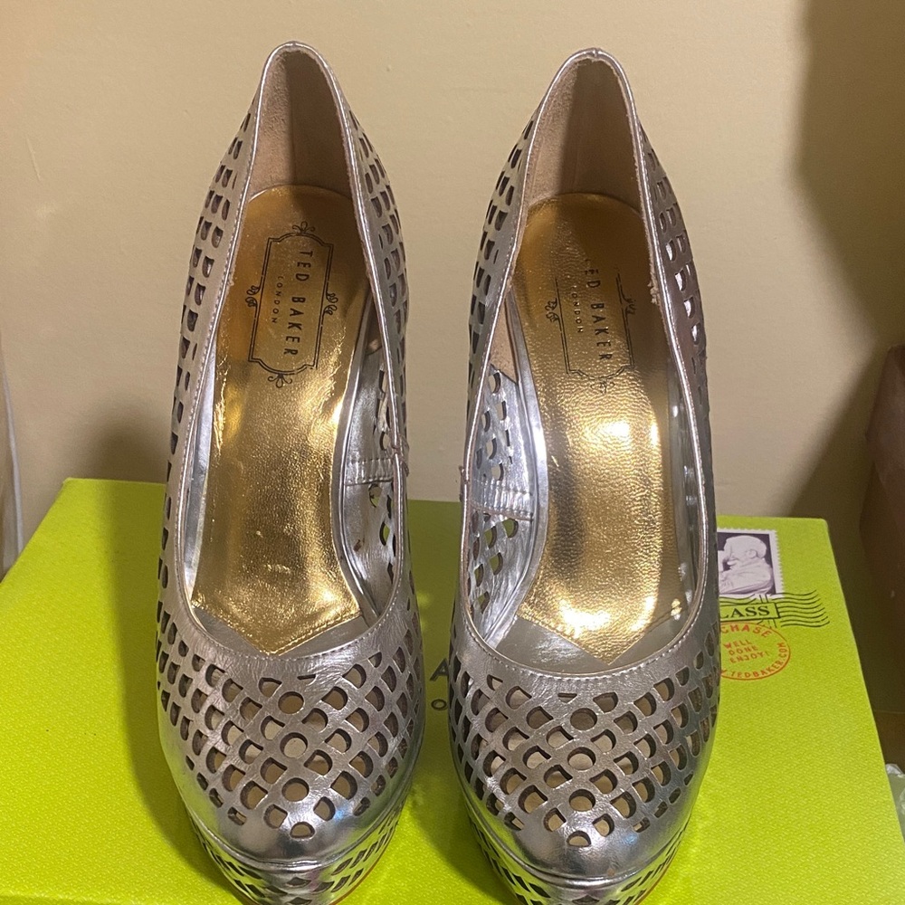 Ted Baker Metallic Silver Heels